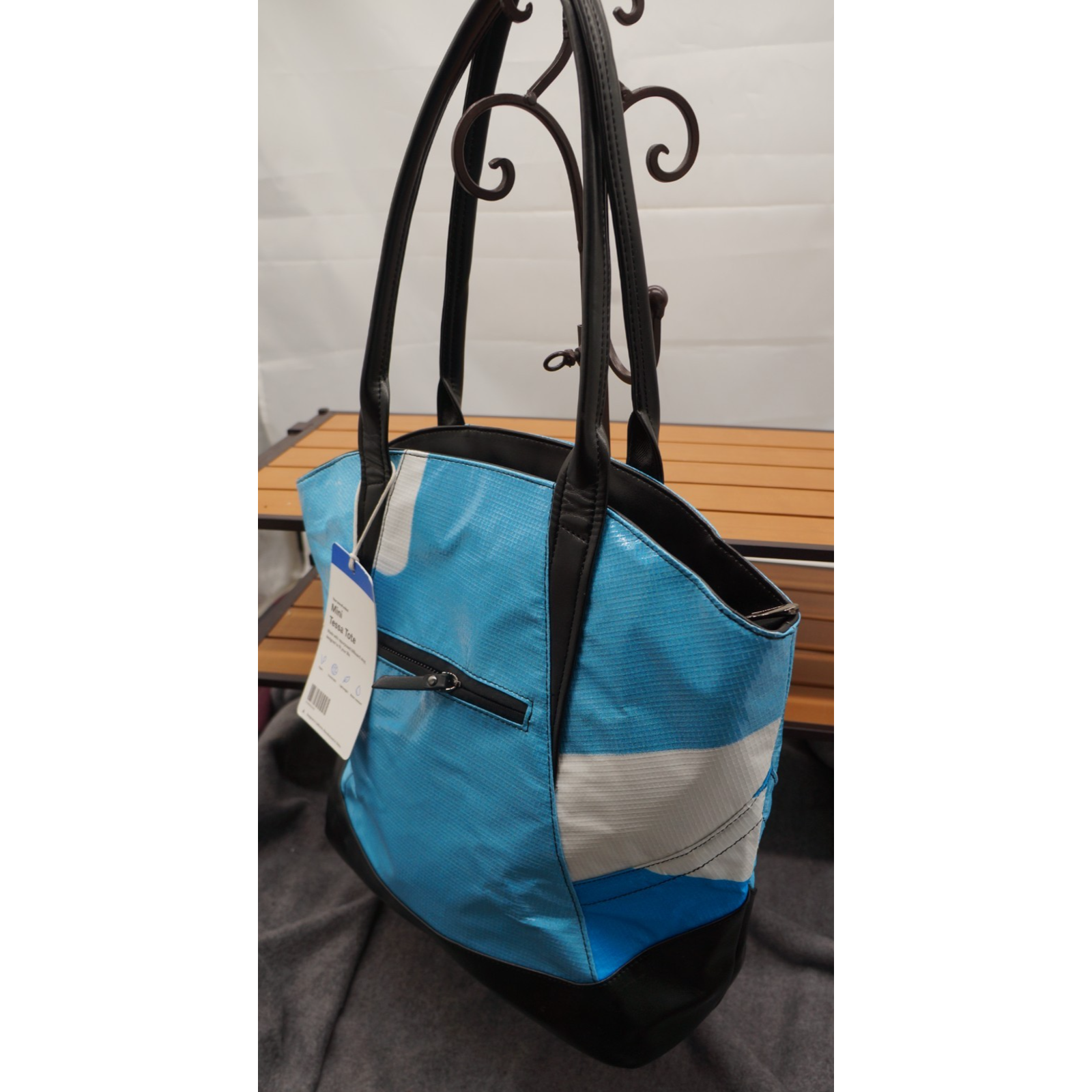 Nwt Rareform Mini Tessa Tote Bag Blue / White Recycled Billboard Vinyl — image 6 of 8